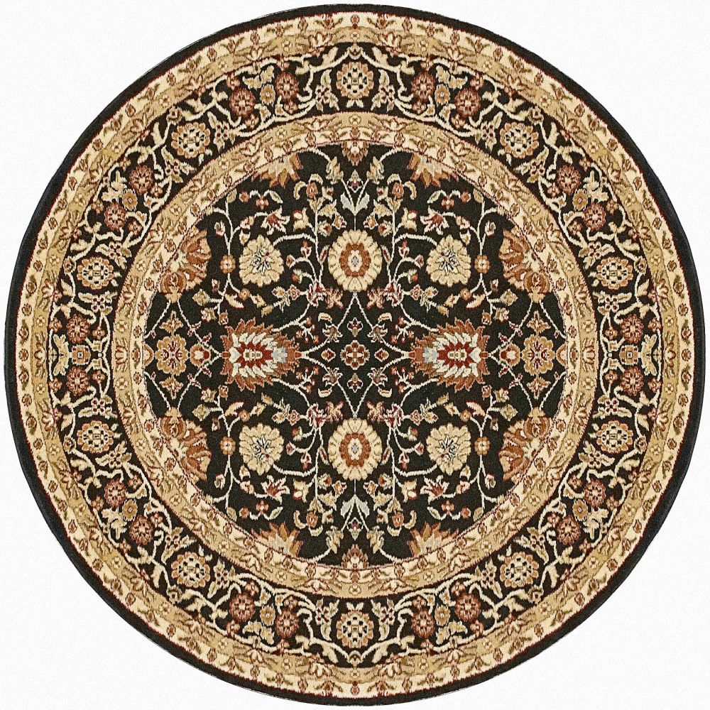 Dynamic Rugs 2803-090 Yazd 5.3 Ft. X 5.3 Ft. Round Rug in Black